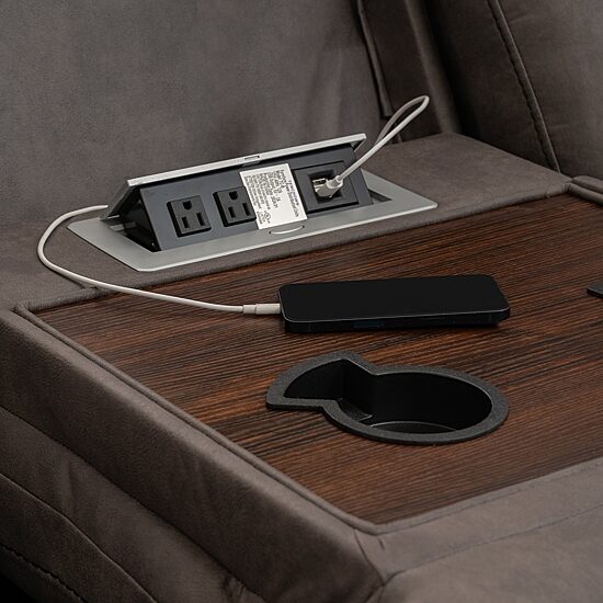 Linon Gideon Stone Grey Manual Reclining Sofa