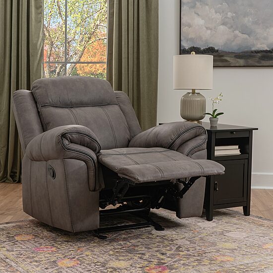 Linon Gideon Stone Grey Manual Recliner