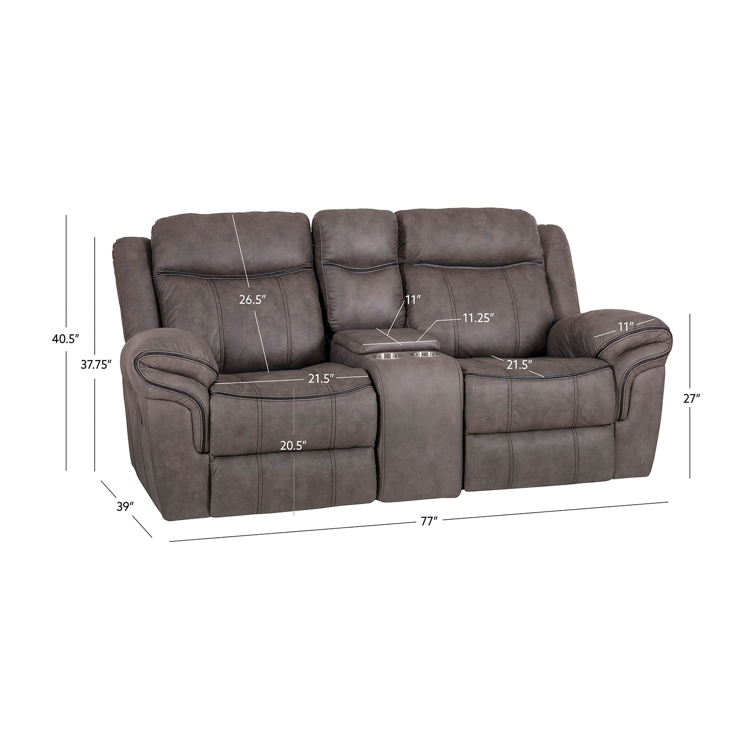 Linon Gideon Stone Grey Manual Reclining Loveseat