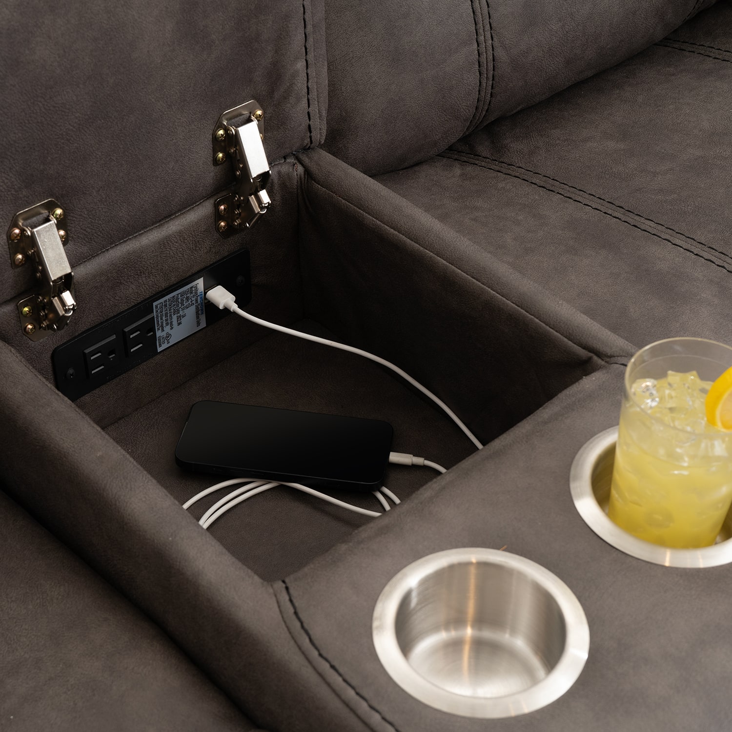 Linon Gideon Stone Grey Manual Reclining Loveseat