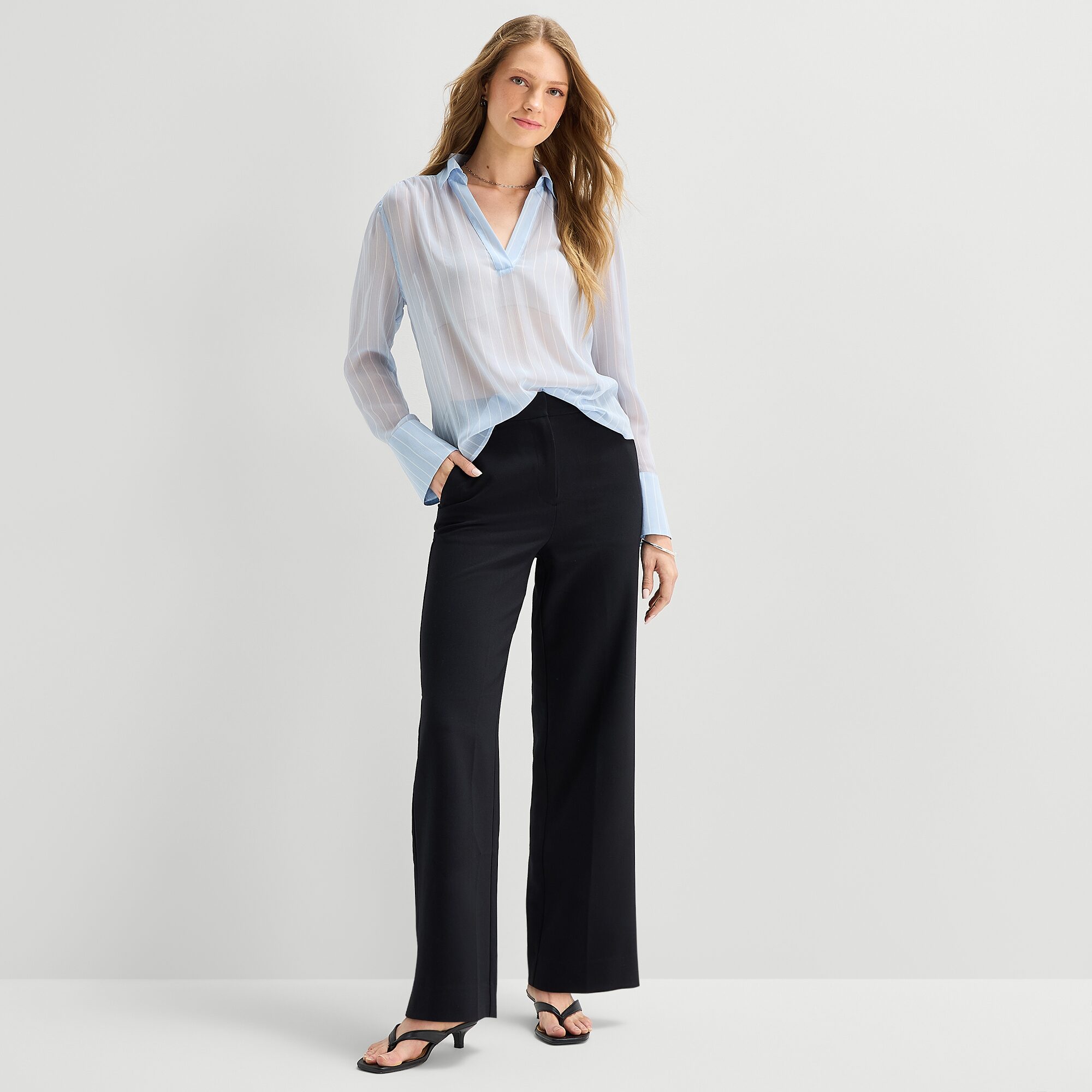 a.n.a Sheer Womens Long Sleeve Blouse
