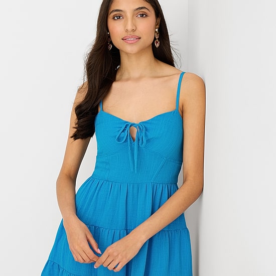 by&by Womens Juniors Sweetheart Neck Sleeveless Fit + Flare Dress