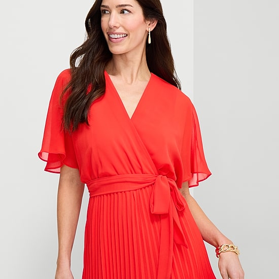 Sandra Darren Womens V Neck Short Sleeve Flutter Chiffon Maxi Dress