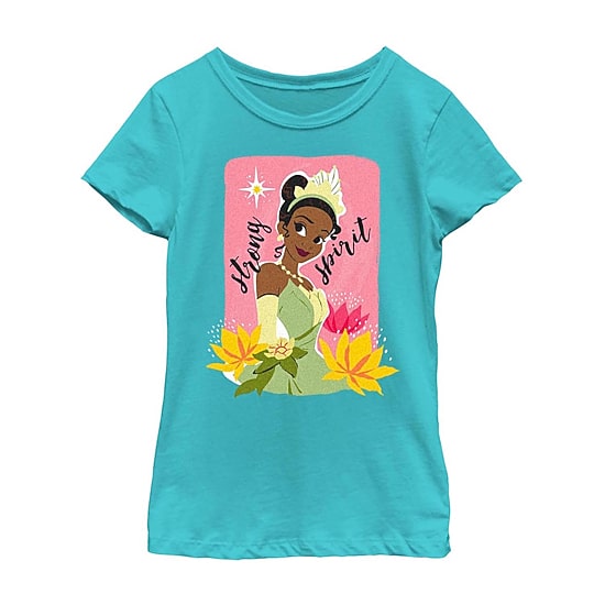 Disney Little & Big Kid Girls Crew Neck Short Sleeve Regular Fit Princess & The Frog Graphic T-Shirt