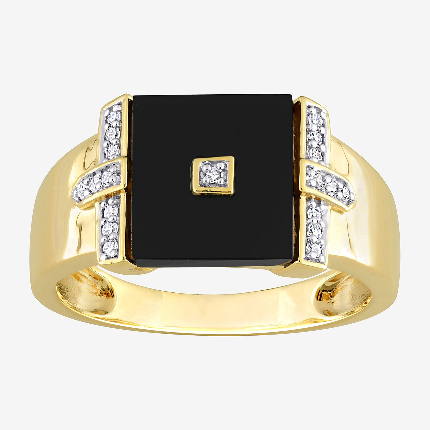 Mens 1/ CT. T.W. Genuine Black Onyx 18K Gold Over Silver Fashion Ring