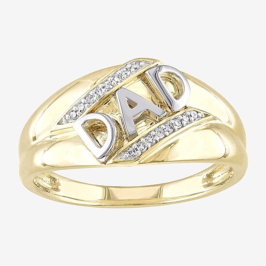 "Dad" Mens Diamond Accent Natural White Diamond 10K Gold Fashion Ring