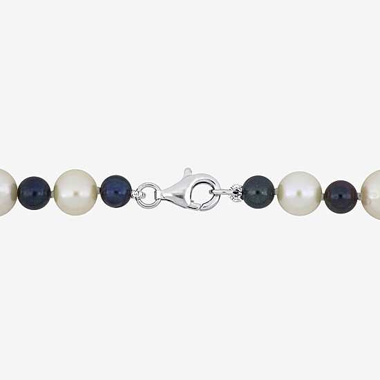 Mens White Sterling Silver 20 Inch Strand Necklace