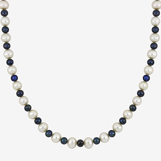 Mens White Sterling Silver 20 Inch Strand Necklace