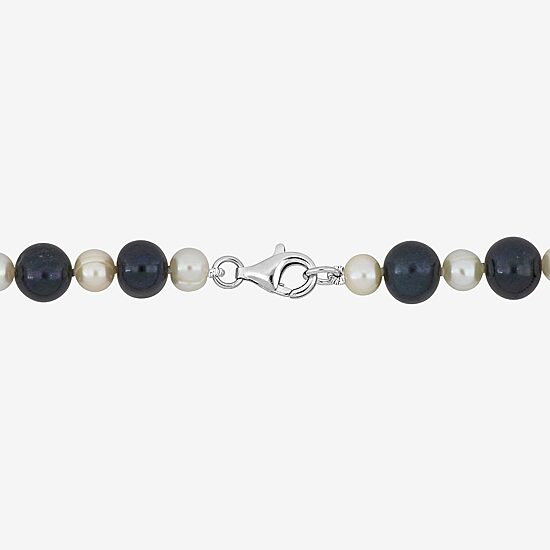 Mens White Sterling Silver 20 Inch Strand Necklace