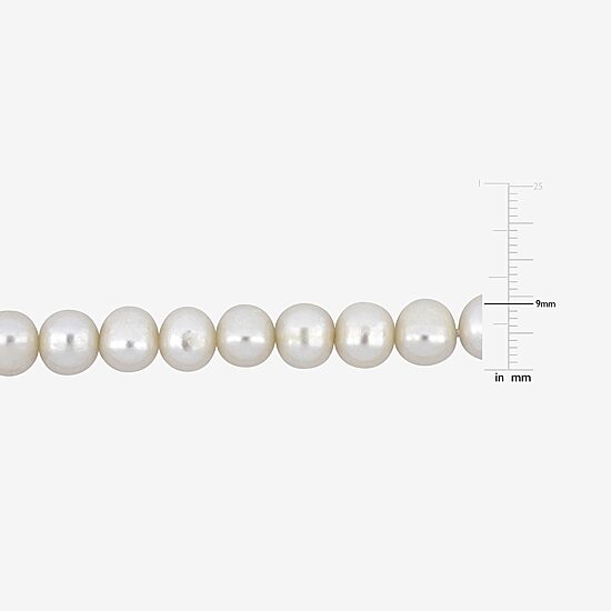 Mens Dyed White Cultured Freshwater Pearl Sterling Silver Strand Bracelet