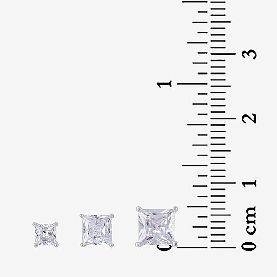 Womens White Cubic Zirconia Sterling Silver 6 Pair Earring Set