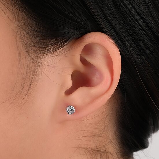Womens White Cubic Zirconia Sterling Silver 6 Pair Earring Set