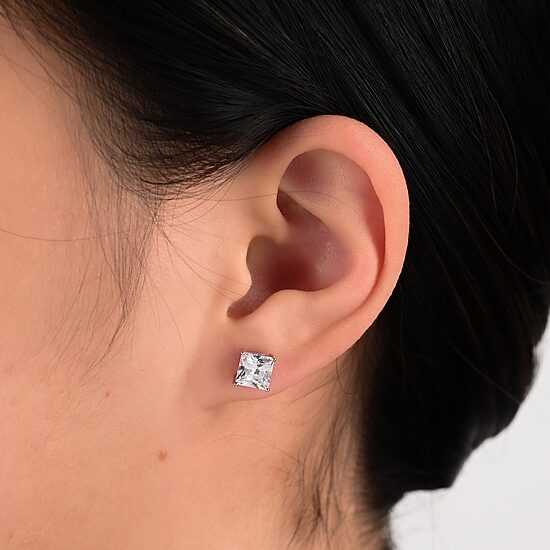 Womens White Cubic Zirconia Sterling Silver 6 Pair Earring Set
