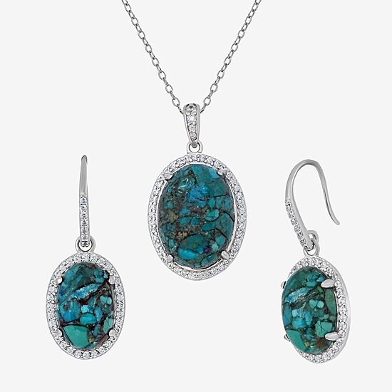 Womens Enhanced Green Turquoise Sterling Silver 2-pc. Jewelry Set