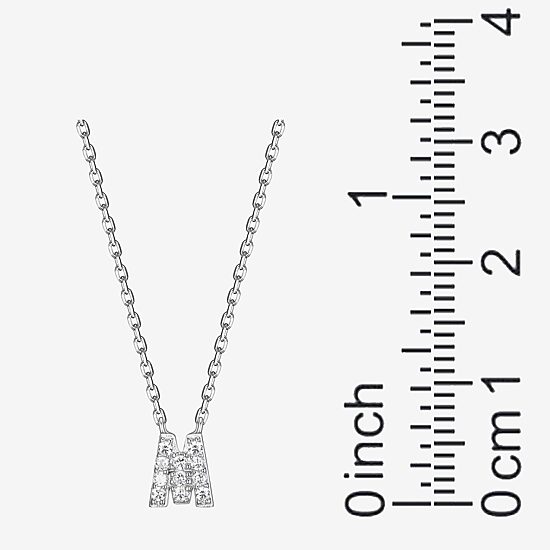 Womens 1/10 CT. T.W. Cubic Zirconia Sterling Silver Round 18 Inch Pendant Necklace