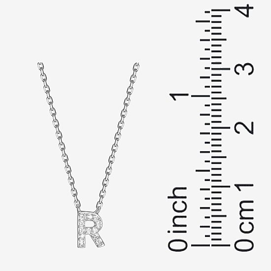 Womens Diamond Accent Cubic Zirconia Sterling Silver Round 18 Inch Pendant Necklace