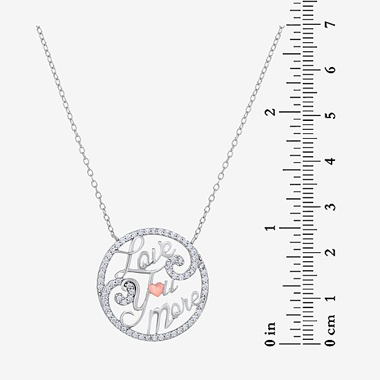 Diamonart Womens White Cubic Zirconia Sterling Silver Heart Round 18 Inch Pendant Necklace