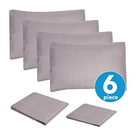 Sweet Home Collection™ Pinstripes Printed Sheet Set, Deluxe Ultra Soft, Double Brushed Microfiber with Bonus Pillowcases
