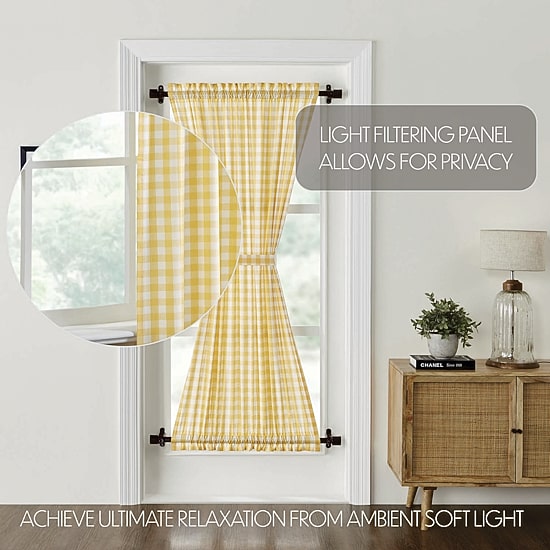 Vhc Brands Annie Check Light-Filtering Rod Pocket Single Door Panel Curtain