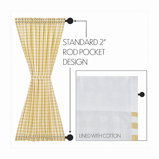Vhc Brands Annie Check Light-Filtering Rod Pocket Single Door Panel Curtain
