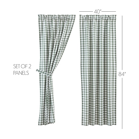 Vhc Brands Annie Check Rod Pocket Light-Filtering Set of 2 Curtain Panel