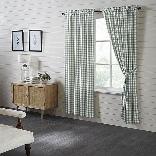 Vhc Brands Annie Check Rod Pocket Light-Filtering Set of 2 Curtain Panel