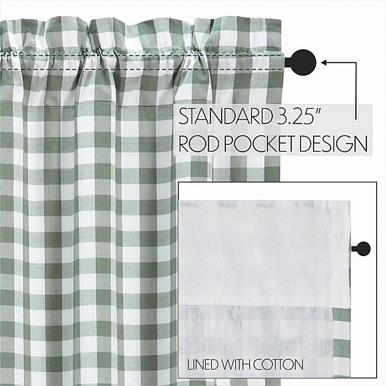 Vhc Brands Annie Check Rod Pocket Light-Filtering Set of 2 Curtain Panel