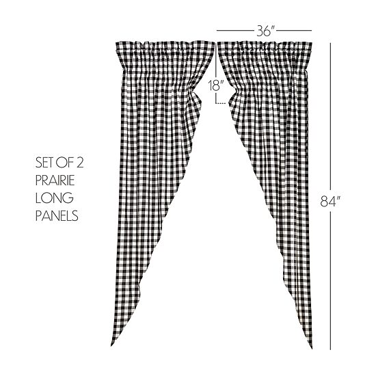 Vhc Brands Annie Check Prairie Rod Pocket Light-Filtering Set of 2 Curtain Panel