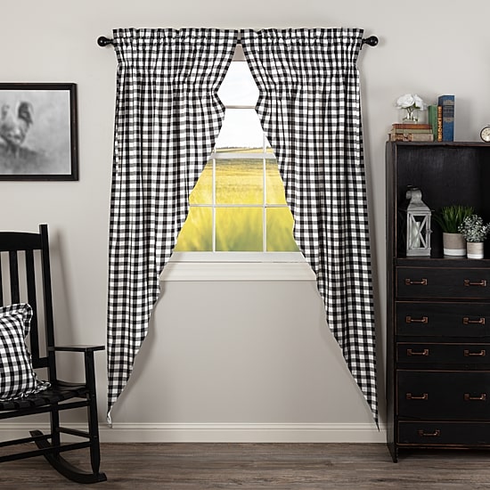 Vhc Brands Annie Check Prairie Rod Pocket Light-Filtering Set of 2 Curtain Panel