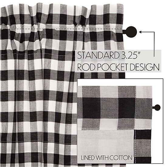 Vhc Brands Annie Check Prairie Rod Pocket Light-Filtering Set of 2 Curtain Panel
