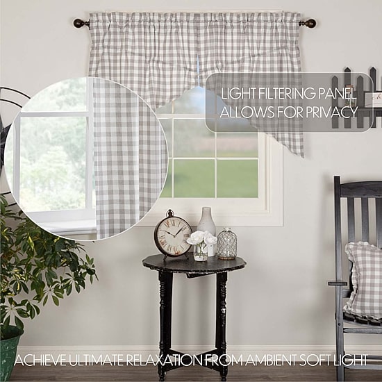 Vhc Brands Annie Check Prairie Rod Pocket Tailored Valance