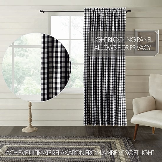 Vhc Brands Annie Check Rod Pocket Blackout Single Curtain Panel