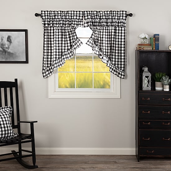 Vhc Brands Annie Check Ruffle Prairie Rod Pocket Tailored Valance