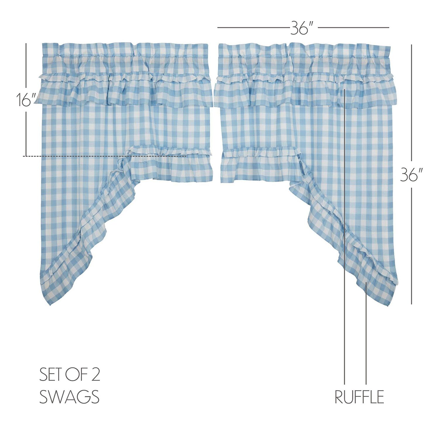 Vhc Brands Annie Check Ruffle Rod Pocket Tailored Valance