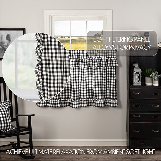 Vhc Brands Annie Check Ruffle 2-pc. Rod Pocket Window Tier