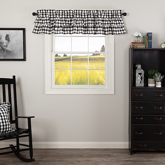 Vhc Brands Annie Check Ruffle Rod Pocket Tailored Valance