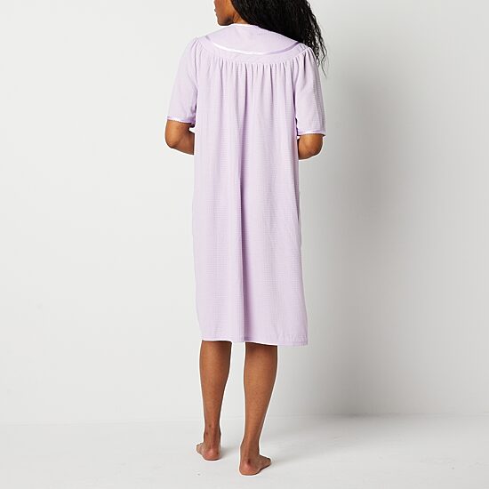 Adonna Womens Waffle Short Sleeve Knee Length Robe
