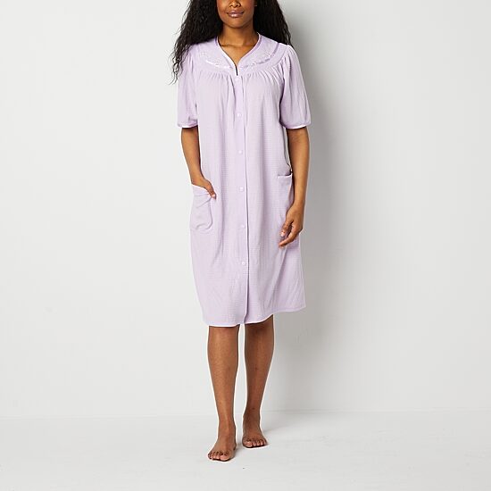 Adonna Womens Waffle Short Sleeve Knee Length Robe