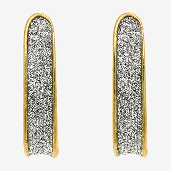 Silver Treasures Womens 14K Gold Over Silver 16.1mm Hoop Earrings