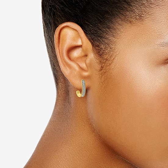 Silver Treasures Womens 14K Gold Over Silver 16.1mm Hoop Earrings