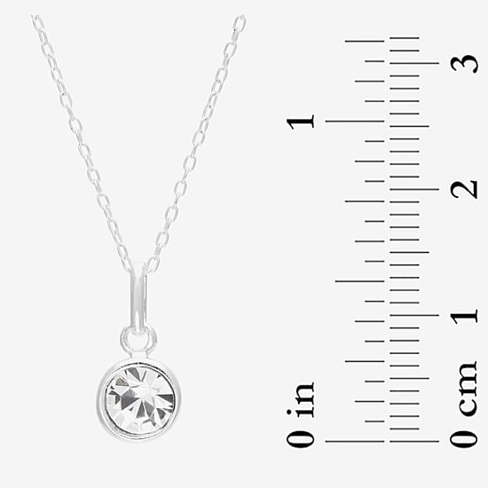 Itsy Bitsy Birthstone Crystal Sterling Silver 18 Inch Cable Pendant Necklace