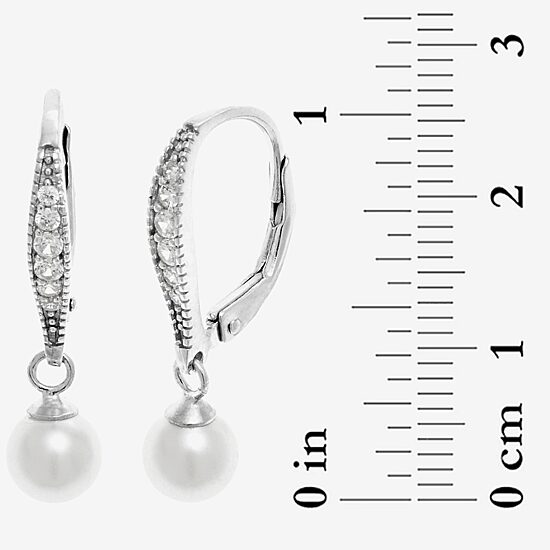 Silver Treasures Sterling Silver Simulated Pearl Drop Earrings