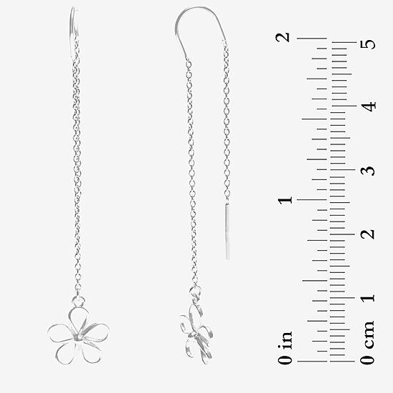 Silver Treasures Womens Sterling Silver Flower Hypoallergenic Drop Earrings