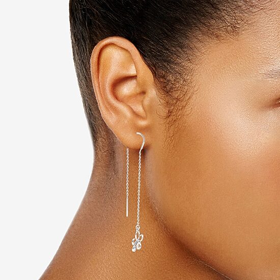 Silver Treasures Womens Sterling Silver Flower Hypoallergenic Drop Earrings