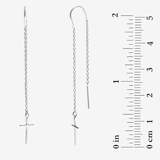 Silver Treasures Womens Sterling Silver Cross Hypoallergenic Drop Earrings