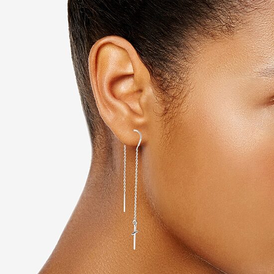 Silver Treasures Womens Sterling Silver Cross Hypoallergenic Drop Earrings