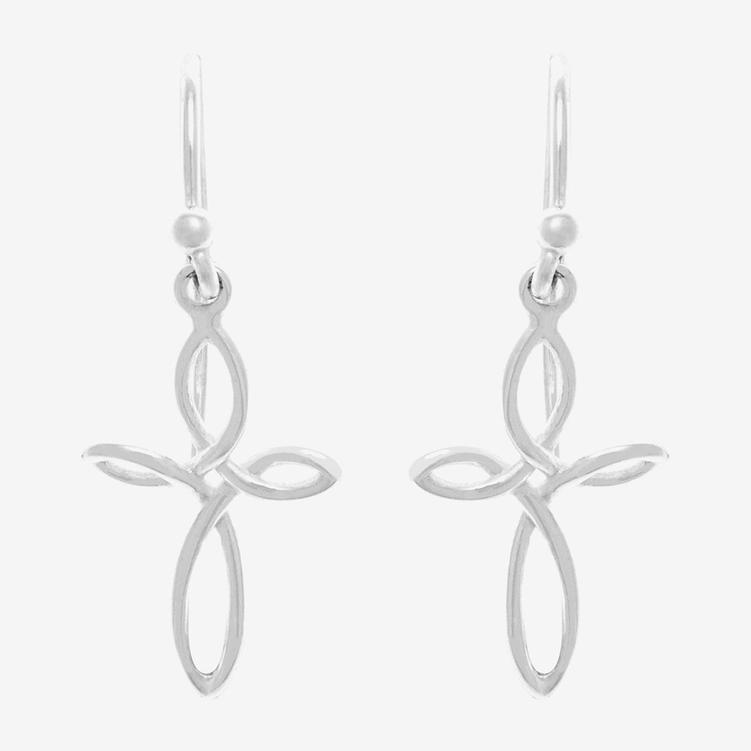 Silver Treasures Womens Sterling Silver Cross Hypoallergenic Drop Earrings