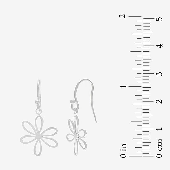 Silver Treasures Womens Sterling Silver Flower Hypoallergenic Drop Earrings