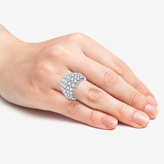 (H-I / Si2-I1) Womens 5 CT. T.W. Lab Grown White Diamond 10K White Gold Cocktail Ring