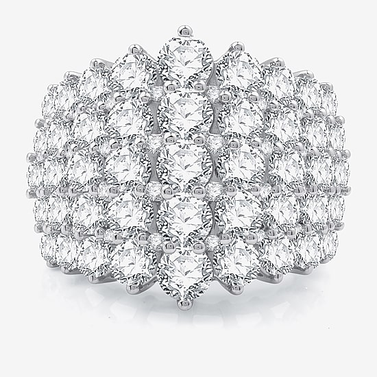 (H-I / Si2-I1) Womens 5 CT. T.W. Lab Grown White Diamond 10K White Gold Cocktail Ring